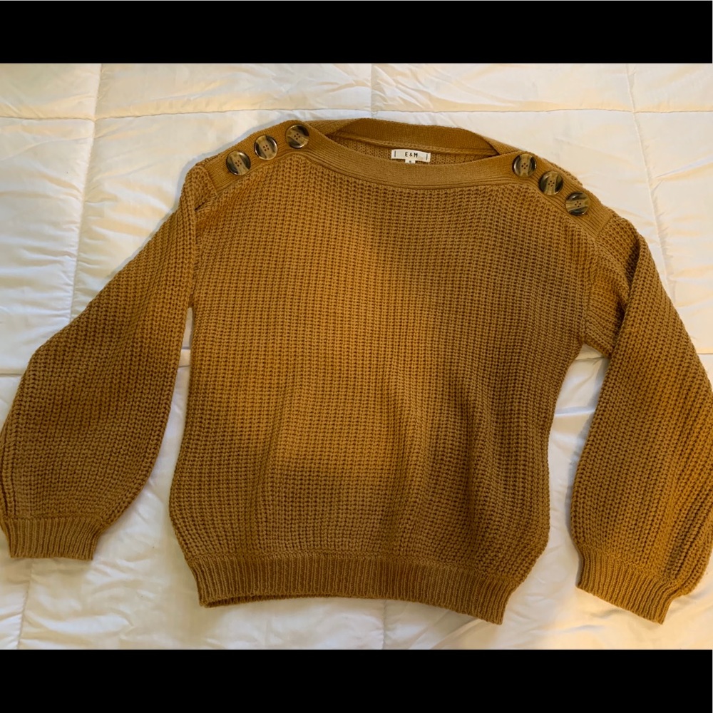 Cable knit cozy button shoulder sweater